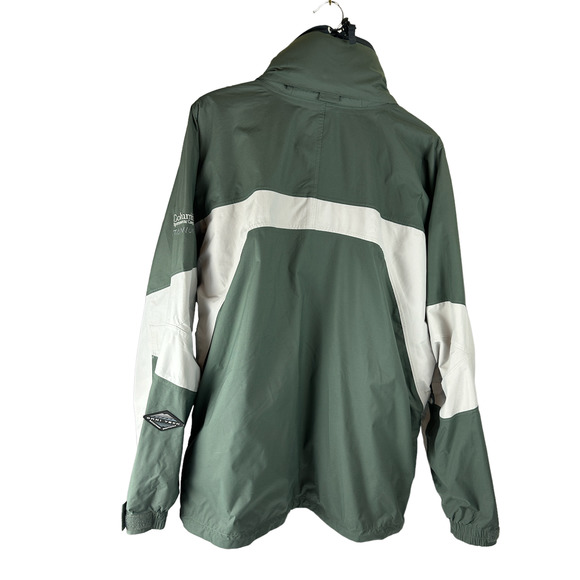 Mens Titanium Waterproof Columbia Jacket Hidden Hood Sage Green White Size Large - Picture 2 of 15